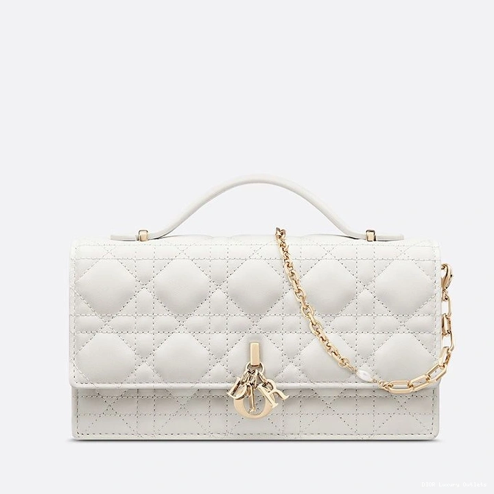 Cheap Cannage Top Lambskin Mini Dior White Bag Miss Handle 0803 Luxury